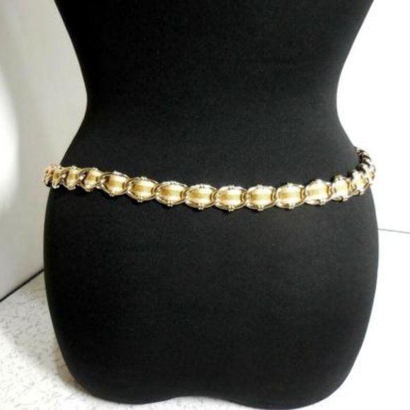 Gucci Gold Tone Chain Yellow White Striped main image 6